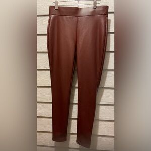 Ann Taylor Loft Sz Small Faux Leather Pull On Leggings Milk Chocolate Brown NWOT